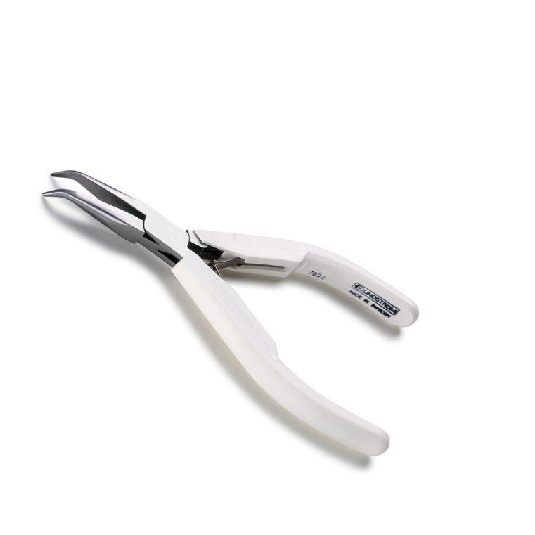 Lindstrom White Handle Curved Tip Chain Nose Plier