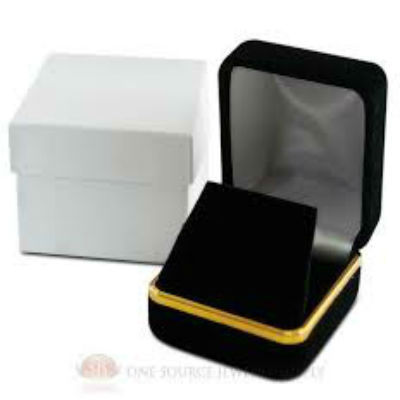 Black Velvet with Gold Rim Earring Box