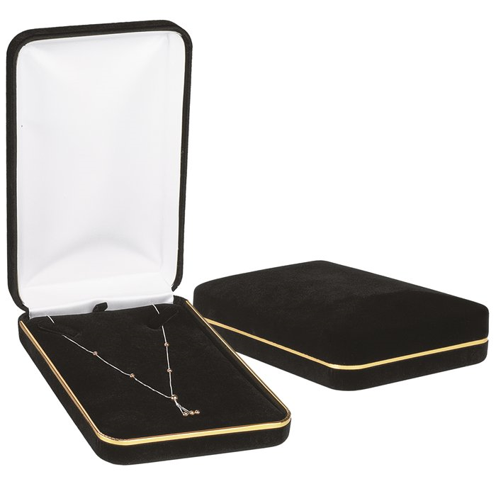 Black Velvet with Gold Rim Necklace Box