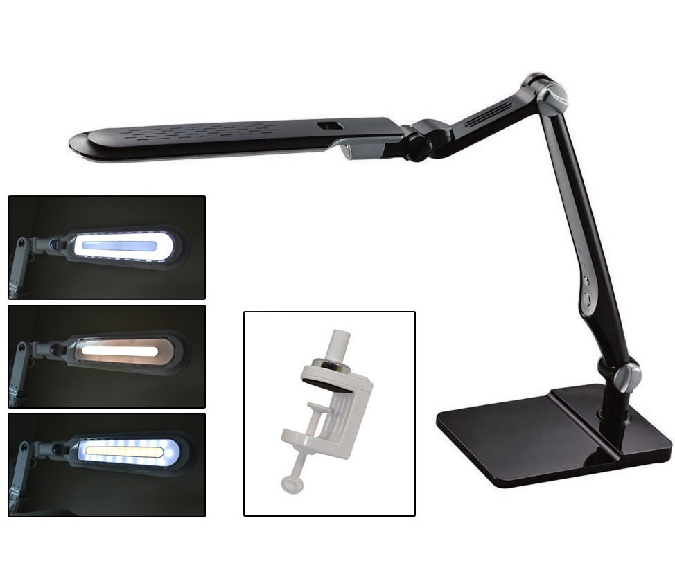 Black LED Double-Reach Lamp with Clamp