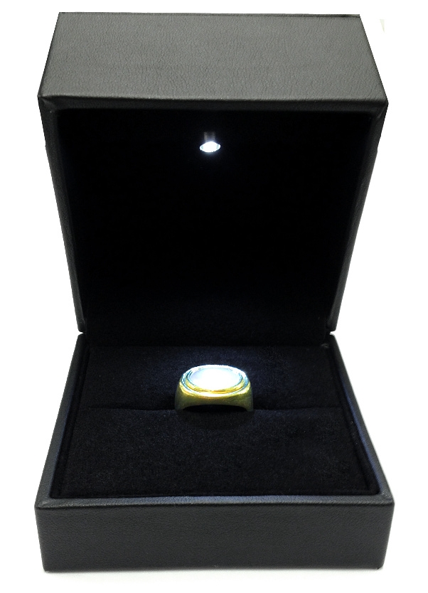 Black Leatherette Ring Box with LED Light