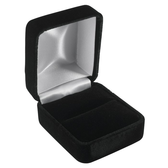 Black Plain Velvet Ring Box